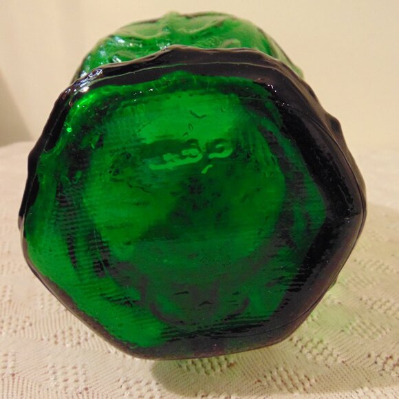 Vintage Large Green Flower Vase with Leaves on Vine, 10 inches tall - Picture 4 of 4